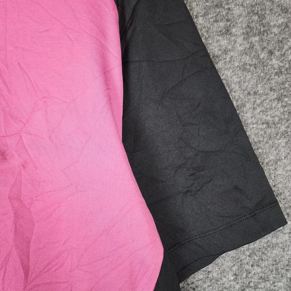 Ryka T-Shirt Womens 2X Athleisure Pink Black Colorblock Logo EUC